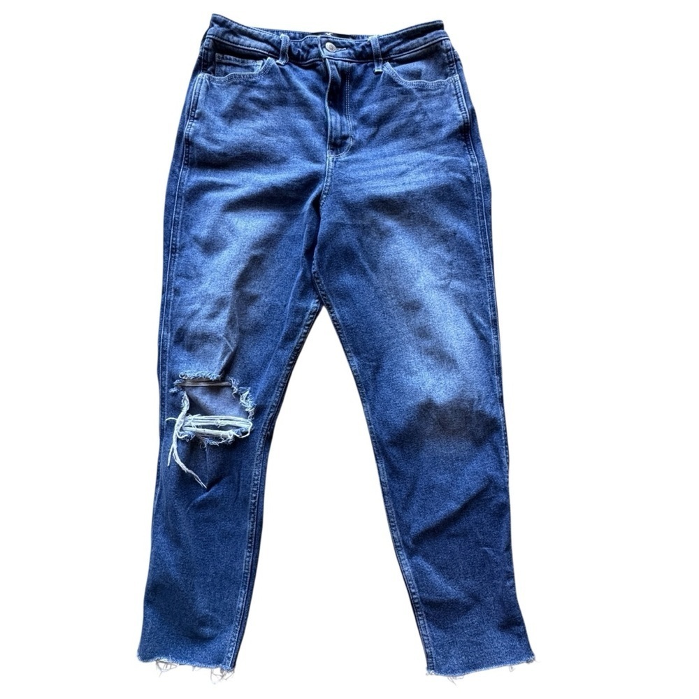 Hollister Women's California Ultra High Rise Mom Jean Blue Distressed Sz 9R w29